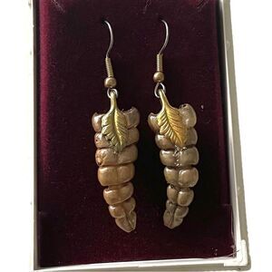 Handmade Rattlesnake Dangle Earrings Feather Detailing